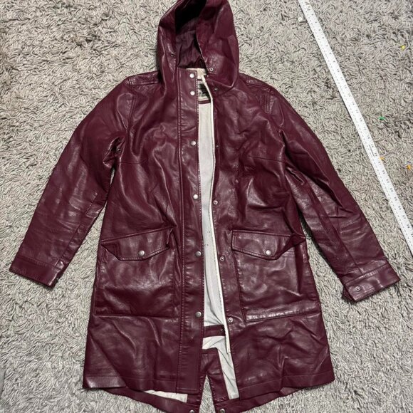 2000s Levi’s Maroon Leather Trench Coat Size M - Picture 1 of 6